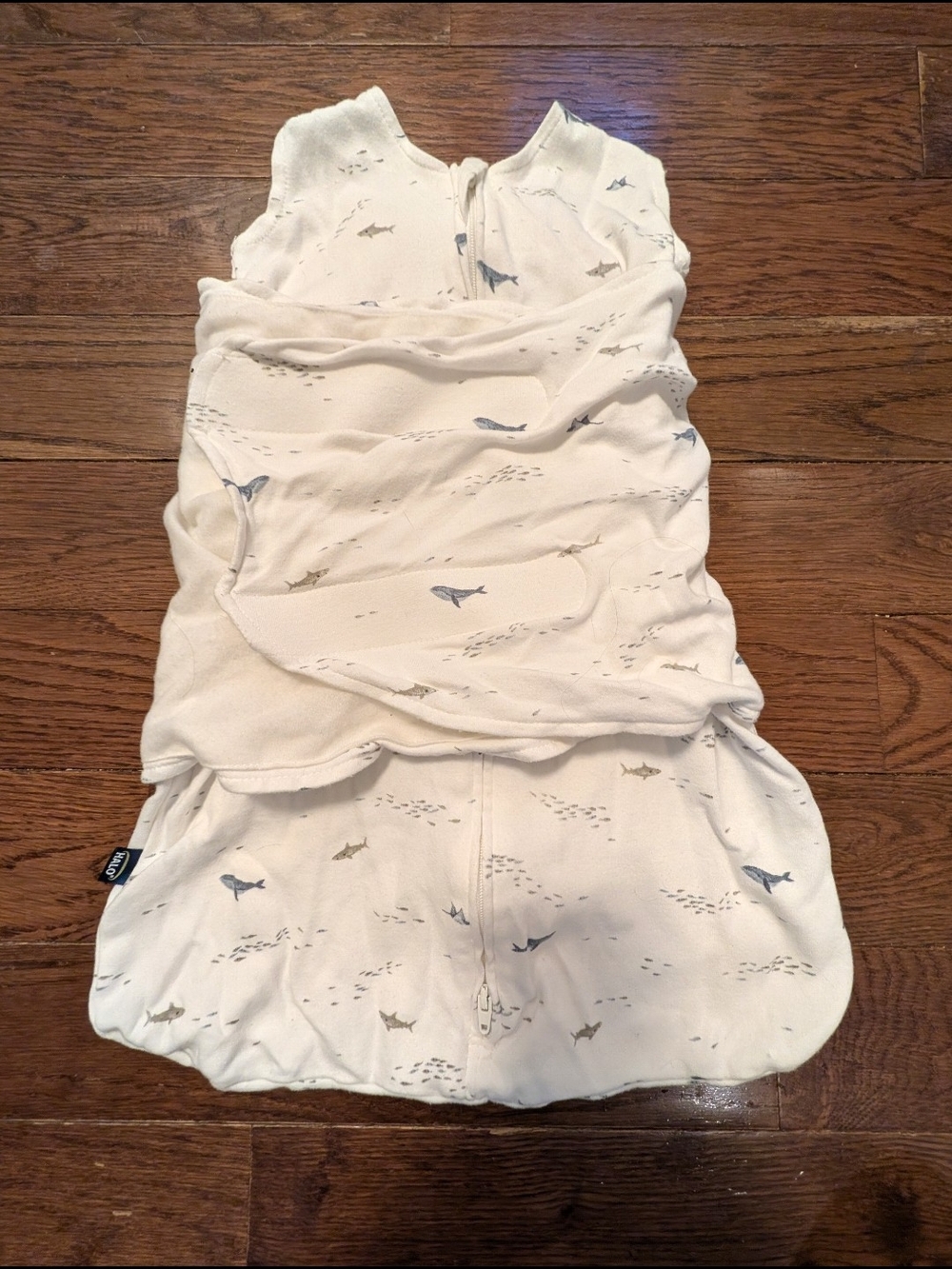 Halo Cream Sleeveless Sleep Sack with Blue and Tan Sea Life